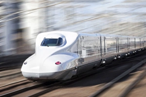 Images Dated 6th June 2017: Shinkansen bullet train, Kyoto station, Kyoto prefecture, Japan