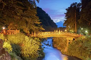 Nikko Prints: Shinkyo Bridge at sunset (UNESCO World Heritage Site), Nikko, Tochigi, Japan