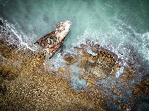 Shipwreck Prints: Shipwreck at Cape Agulhas (Southern Most Point in Africa), Western Cape, South Africa