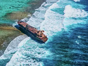 Isolation Prints: Shipwreck at the Lighthouse Reef, aerial view, Belize District, Belize