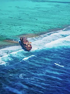 Isolation Prints: Shipwreck at the Lighthouse Reef, aerial view, Belize District, Belize