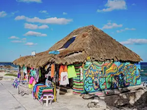 Marketplace Prints: Shop at Mezcalito Beach, Cozumel Island, Quintana Roo State, Mexico