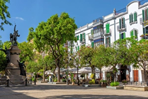 Retail Prints: Shops and Restaurants on the Passeig de Vara de Rey, ibiza, Ibiza, Balearic Islands, Spain