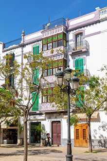 Retail Prints: Shops and Restaurants on the Passeig de Vara de Rey, ibiza, Ibiza, Balearic Islands, Spain