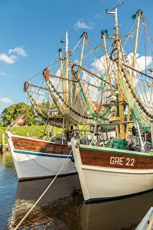 North Sea Prints: Shrimp boats in the harbor of Greetsiel, East Frisia, Lower Saxony, Germany