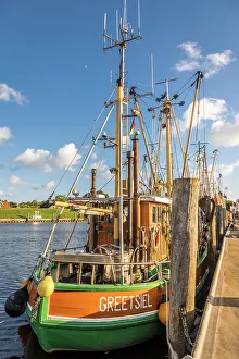 Nets Prints: Shrimp boats in the harbor of Greetsiel, East Frisia, Lower Saxony, Germany