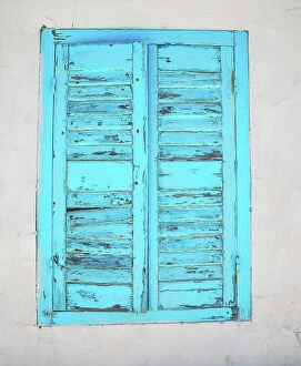 Images Dated 28th July 2023: Shuttered old window, Apollonia, Sifnos Island, Cyclades Islands, Greece