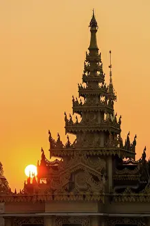 Bagan Prints: Shwezigon Pagoda at sunset, Bagan, Myanmar (Burma), Asia