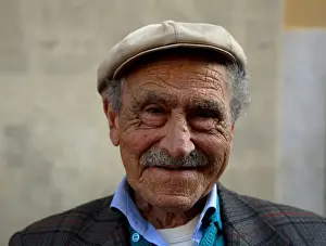 Sicily, Italy, Western Europe; An elderly Sicilian from Trapani