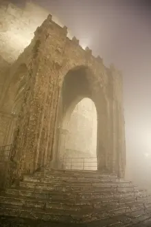 Norman Prints: Sicily, Italy, Western Europe; Detail from the Erice Cathedral in high humidity