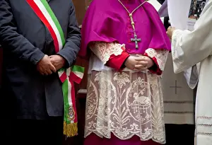 Sicily, Italy, Western Europe; The mayor and the bishop; figures of power in the staunch Catholic south