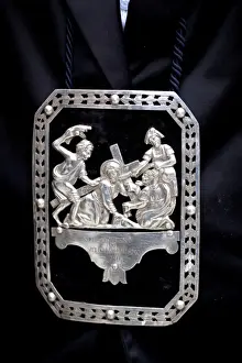 C Ulture Prints: Sicily, Italy, Western Europe; A silver bass relief representing an episode of the Way of the Cross (Via Crucis)