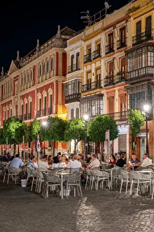 Seville Prints: Sidewalk cafe, Plaza de San Francisco, Seville, Andalusia, Spain