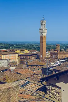 Siena, Tuscany, Italy. Mangias Tower and Piazza del Campo