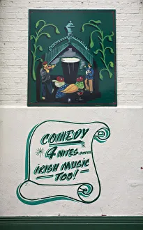 Sign for comedy and music events, Temple Bar, Dublin, Irleand