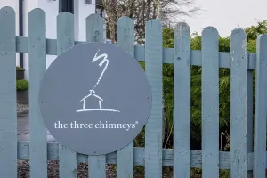 February Prints: Sign for the famous Three Chimneys Restaurant at Colbost on the Isle of Skye