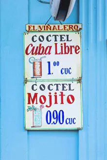 Images Dated 29th May 2020: A sign hanging outside a bar in Vinales Town, Pinar del Rio Province, Cuba