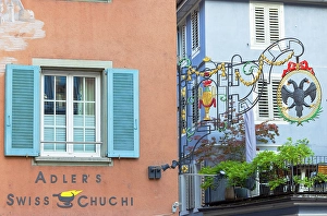 Traditional Cuisine Prints: Sign of Swiss Chuchi Restaurant in Old Town, Zurich, Switzerland