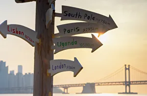Busan Prints: Signpost on Gwangalli Beach, Busan, South Korea