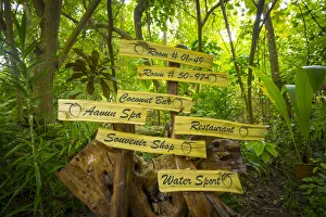 Signpost on a resort island in the South Male Atoll, Maldives Signpost on a resort island in the South Male Atoll, Maldives