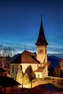 Illuminate Prints: Sigriswil Church at Night, Berner Oberland, Switzerland
