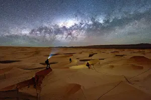Night Sky Prints: Silhouette of hiker admiring the Milky Way