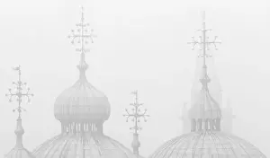 Peter Fischer Prints: Silhouettes of St. Marks Cathedral and Campanile San Giorgio Maggiore in the fog