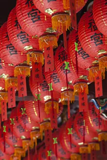 Singapore, Chinatown, Thian Hock Keng Temple, Chinese red lanterns