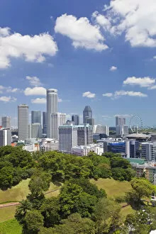 Images Dated 11th June 2012: Singapore, Elevated view over Fort Canning Park and the modern City Skyline
