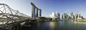 Singapore, the Helix bridge leading across Marina Bay to the Marina Bay Sands hotel