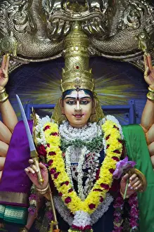 Little India Prints: Singapore, Little India, Sri Veeramakaliamman Hindu Temple, detail of Hindu dieties