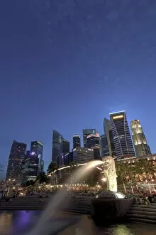 Singapore, Merlion Park and Singapore Skyline