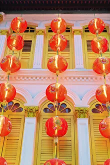 Window Gallery: Singapore, Singapore City, Chinatown, Lanterns at dusk
