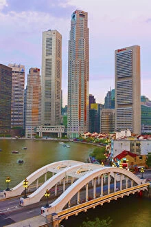 Images Dated 24th January 2012: Singapore, Singapore City, Financial district at dusk