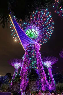 Images Dated 7th February 2023: Singapore, Singapore City, Gardens by the Bay, Supertrees, & Marina Bay Sands