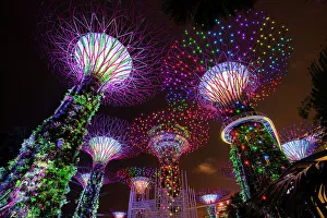 Images Dated 7th February 2023: Singapore, Singapore City, Gardens by the Bay, Supertrees, & Marina Bay Sands