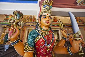 Images Dated 13th March 2012: Singapore, Sri Mariamman Temple, Interior of Main Prayer Hall, Statue of Sri Kaliamman