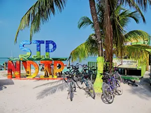 Belize Prints: Sip N Dip Bar, waterfront of Caye Caulker, Belize District, Belize