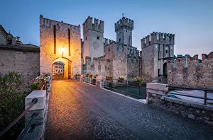 Garda Lake Prints: Sirmione historic village and castle, Brescia province, Lombardy, Italy
