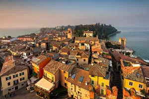 Sirmione seen from the Scaligero castle at sunset, Brescia province, Lombardy district