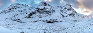 Three Sisters of Glencoe in winter, Glencoe, Highland, Scotland