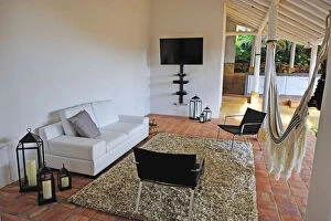 Images Dated 2nd July 2012: Sitting area at Posada La Nube, Colonial Town Barichara, Colombia, South America