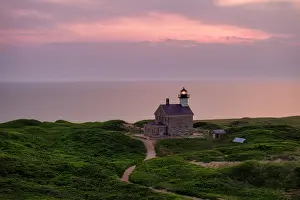 Block Island Prints: Siunset over Noth Light on Block Island, Rhode Island, USA