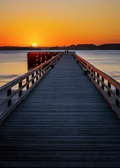 Dock Prints: Siunset from pier at Fort Foster, Kittery Point, Maine, USA