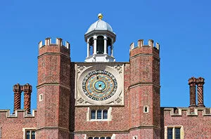 Palaces Collection: A sixteenth-century astronomical clock in Hampton Court Palace, London, England