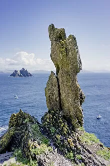 Images Dated 21st March 2022: Skellig Michael, rock and seascape. Little Skellig from Great Skellig