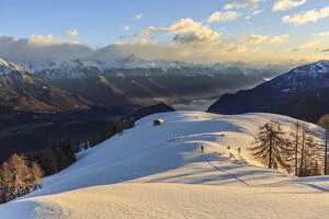 Images Dated 5th January 2018: Ski mountaineer on Monte Olano at sunrise, Gerola Valley, Sondrio province, Valtellina