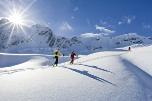 Ski Touring Prints: Ski mountaneers at Roger Pass, British Columbia, Canada