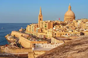 Maltese Prints: Skyline with Basilica of our Lady of Mount Carmel Dome and St