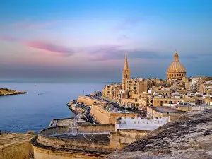 Maltese Prints: Skyline with Basilica of our Lady of Mount Carmel Dome and St